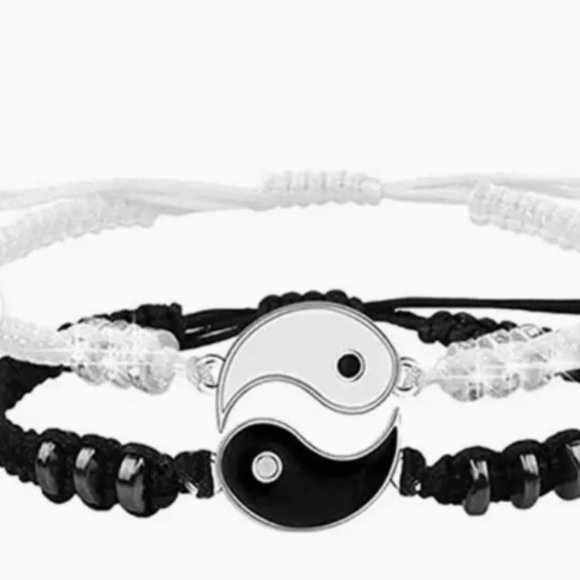 Best Friend Bracelets For 2 Matching Yin Yang Adjustable Cord Bracelet For Bff - Picture 2 of 2